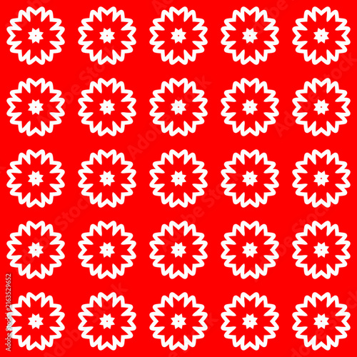 Seamless red and white geometric floral pattern design