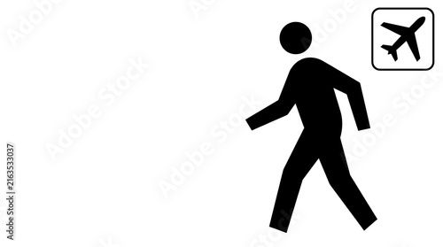 Airport Walking Icon on White