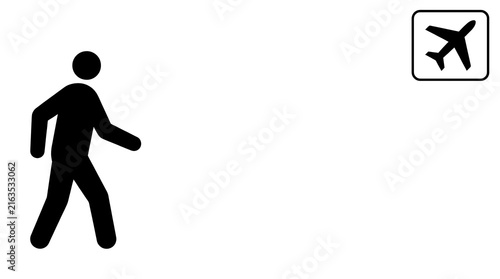 Airport Sign with Walking Person
