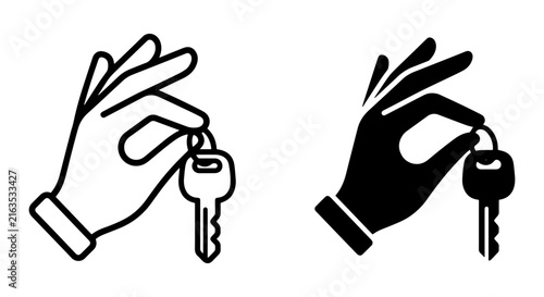 Hand Holding Key Icon, Ownership Symbol, Property Access, Real Estate Transaction, Security Concept