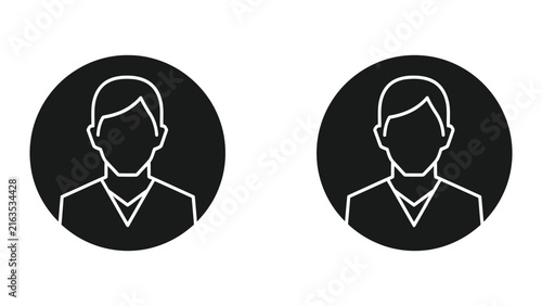 Simple male avatar icon in dark circle for user profile interface vector