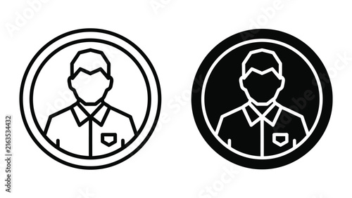 User avatar with badge icon for official profile verification in vector