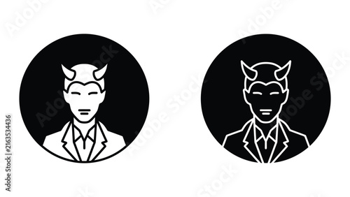 Devil businessman character avatar icon in circular frame vector
