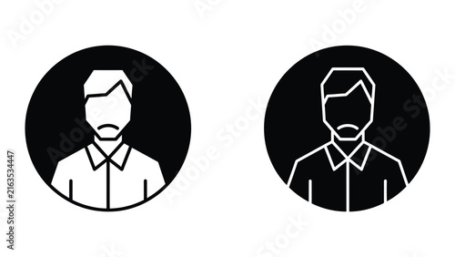 Man avatar profile icon in circle shape for user account identification and social media identity design