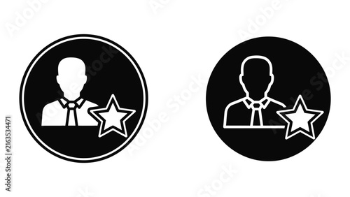 Businessman with star rating icon for professional feedback and performance evaluation system design