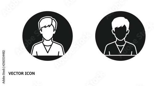 Young man avatar profile icon for user account and social media identity in circular frame design