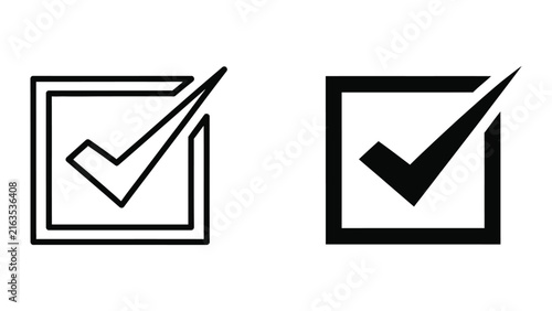 Checkmark icon set in square box for task completion and validation UI design elements