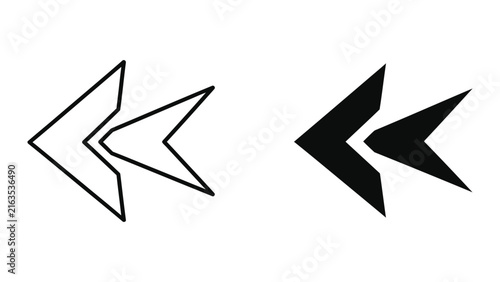 Abstract sharp directional arrow pointers isolated on white background for navigation and UI design