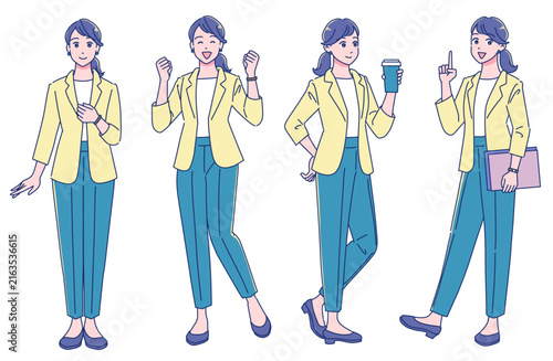 若い女性会社員の立ち絵セット