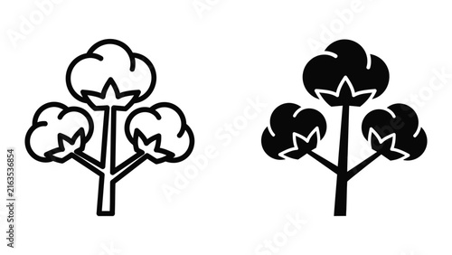 Cotton plant branch icon set isolated on white background as simple flat vector illustrations