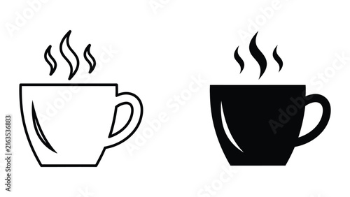Coffee cup with steam icon set isolated on white background as simple flat vector graphic symbols