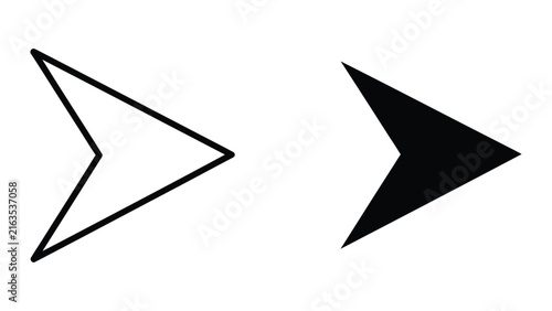 Cursor arrow icons in outline and solid black styles for digital interface and web navigation