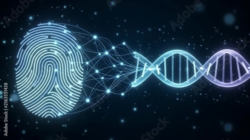 Fingerprint dna network biometric personalized medicine ai glow linking digital identity genetic healthcare data for future precision health research