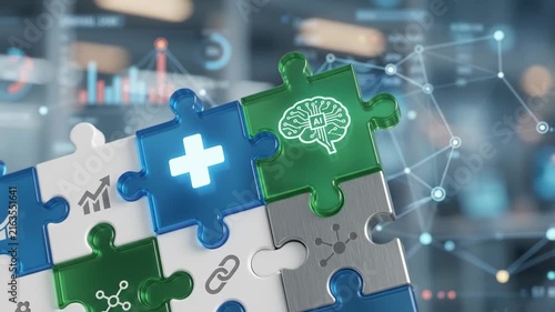 Personalized medicine ai puzzle healthcare technology data network connecting brain innovation for modern digital treatment strategy