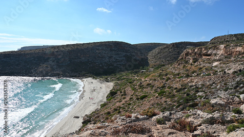 Obraz na plátně isola e spiaggia dei conigli a lampedusa in sicilia