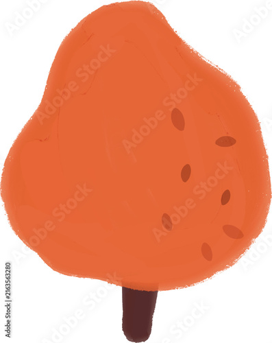 Hand drawn autumn tree illustration set in red orange and yellow