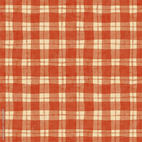 Vintage autumn maroon gingham seamless check pattern
