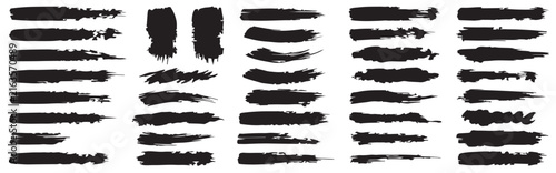 An assortment of black brush strokes and textures a detailed exploration of artistic tool marks