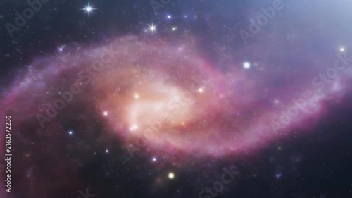 Spiral galaxy rotating in deep space with vibrant nebula stars animation footage for cosmic cinematic projects
