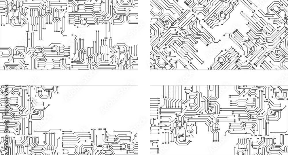 Fototapeta premium Semiconductor Technology Circuit Pattern. Futuristic Electronic Network Line Art