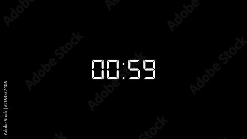 Digital countdown timer showing two minutes on black background, 02:00 clock display