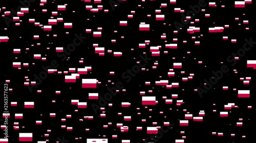 A shower of Poland national flags, Alpha Channel