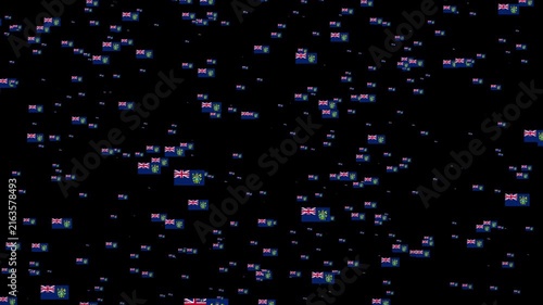 A shower of Pitcairn Islands national flags, Alpha Channel