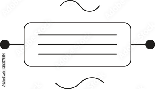 Foto Electronic component resistor symbol with sine wave ac current indicators