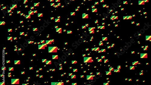 A shower of Republic of the Congo national flags, Alpha Channel