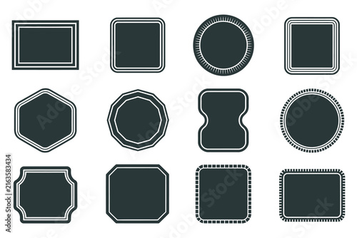 Set of Vintage Blank Frames Badges and Labels Icons Isolated on White Background