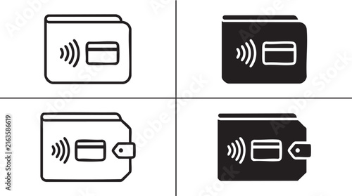 Digital wallet icons for contactless mobile payment system design.