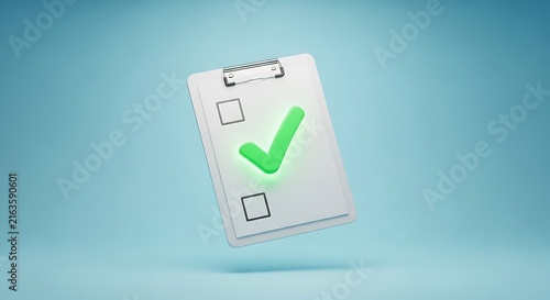 Floating Checklist Clipboard with Green Checkmark