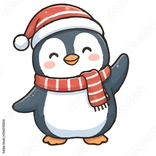 Christmas Tree with Snowman Winter Wonderland Cartoon Illustration for Holiday Celebration, Christmas Greeting Card, New Year, Gift, Seasonal Decoration and Festive Winter Design