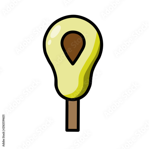 Avocado fruit popsicle with a chocolate pit. 