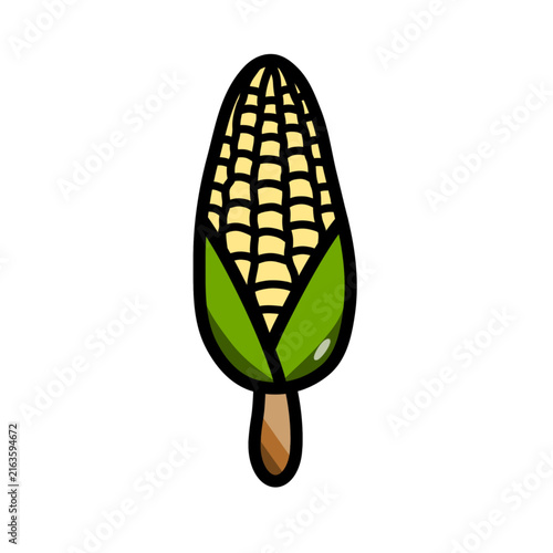 Stylized corn popsicle on a stick. 