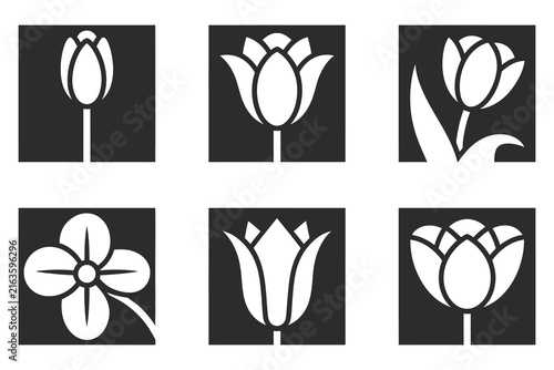 Tulip flower icon set vector illustration isolated on white background
