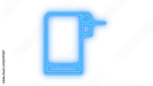 Quadro su tela Glowing neon smartphone SIM card tray icon isolated on transparent background