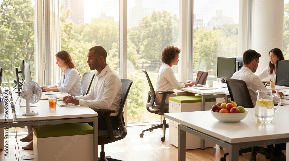 Fototapeta premium Diverse multi-ethnic business team working together in a bright modern open space corporate office