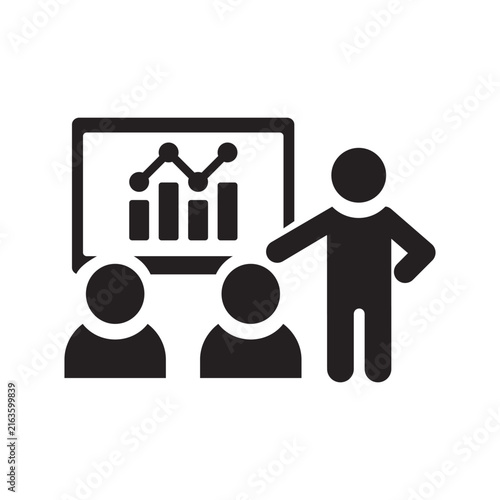 Business Training Presentation Icon  Corporate Analytics  Team Workshop & Data Report Vector