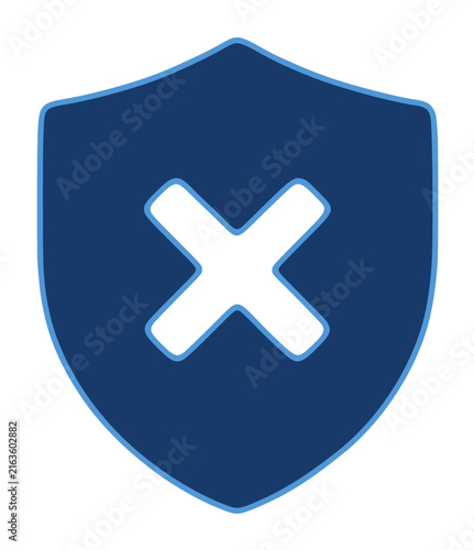 Modern shield icon featuring white crossed lines on transparent background