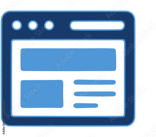 Modern flat design illustration of a web browser interface on transparent background