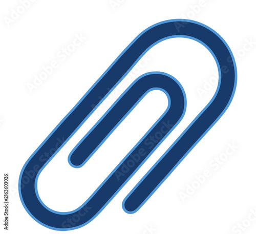 Simple blue paper clip icon with transparent background for graphic design use