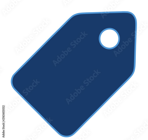 Simple blue tag with round hole on transparent background design