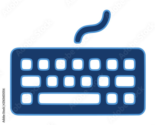 Simple illustration of keyboard with finger pointing at keys