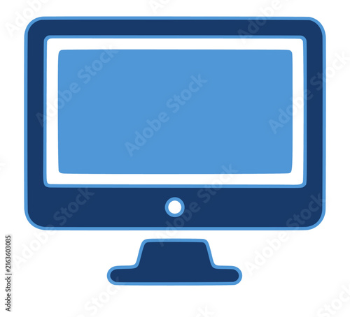 Simple line drawing computer monitor with transparent background for graphic use