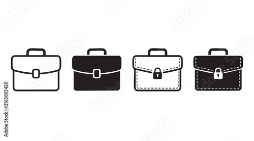 Set of professional business briefcase icons for corporate design.