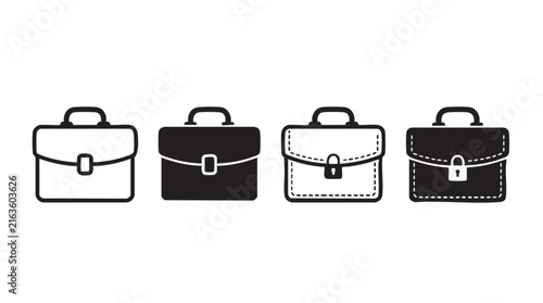 Set of business briefcase icons for professional corporate design.