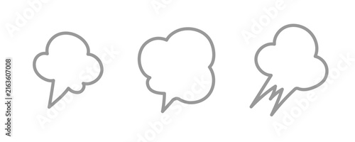 Bild auf Leinwand Gray sigh puff cloud and breath emotion mark set