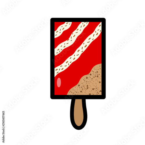 Red and white ice cream bar. 