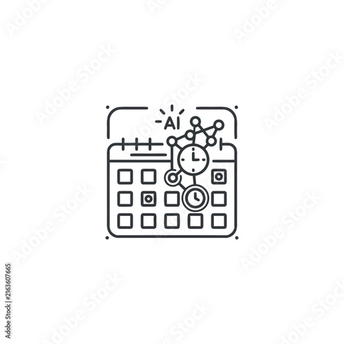 Ai calendar icon with clock and network design